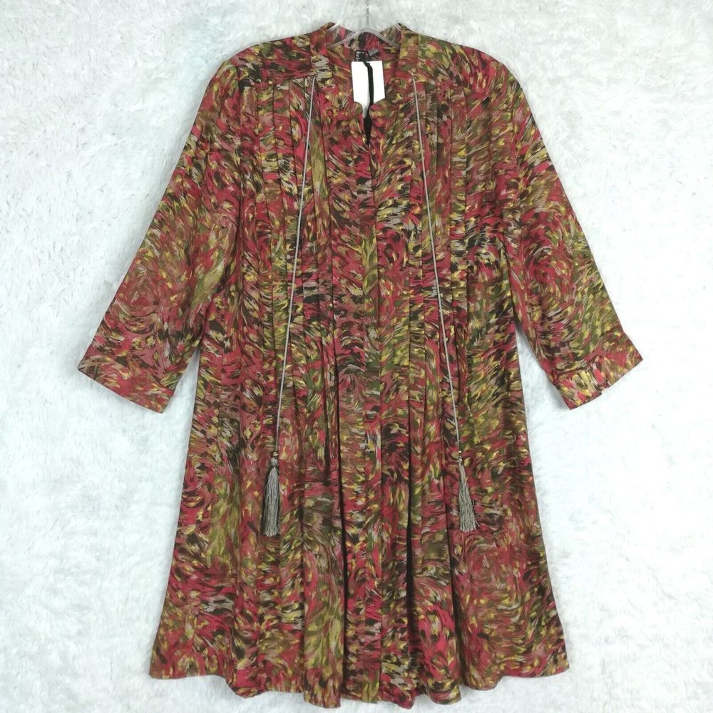 Kut From The Kloth Womens Robyn Hobo Dress Baked Apple Abstract Above Knee 4 New